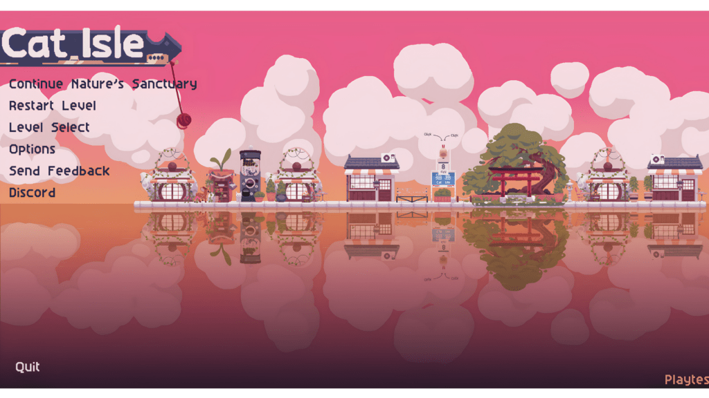 Le menu démarrer en jeu, avec notre île sauvegardée