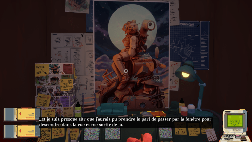 Looking For Fael - Message vocal de Fael sur un bureau avec une illustration d'un scaphandrier