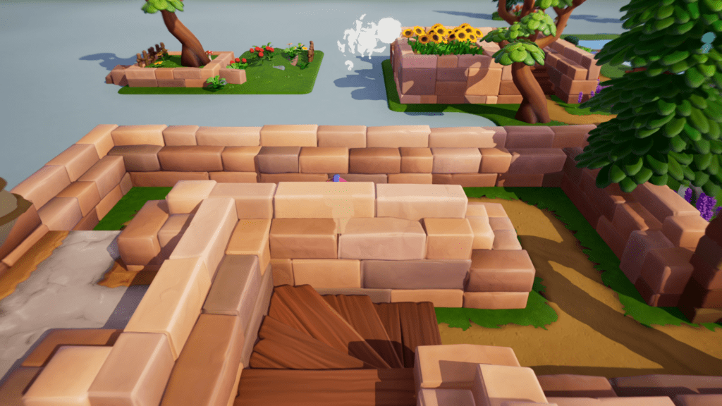 Mazey Village - Personnage caché par le décor