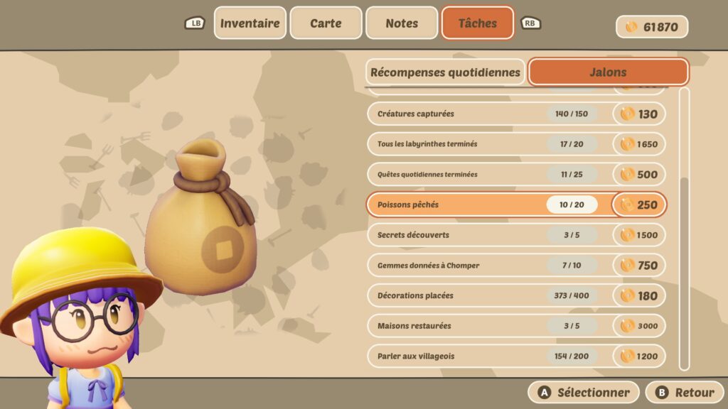 Mazey Village - Récompenses obtenables dans les jalons
