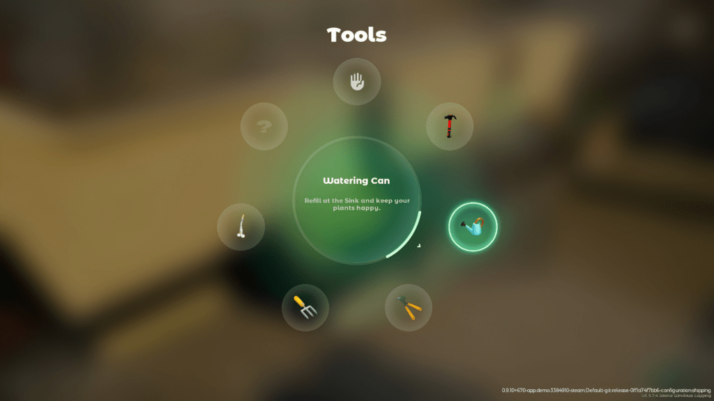 Le menu de sélection des outils